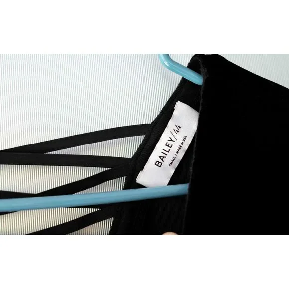 Bailey 44 Revolve Black Coven Lace Up Velvet Slim Fit Stretch Top Size S - Picture 5 of 8